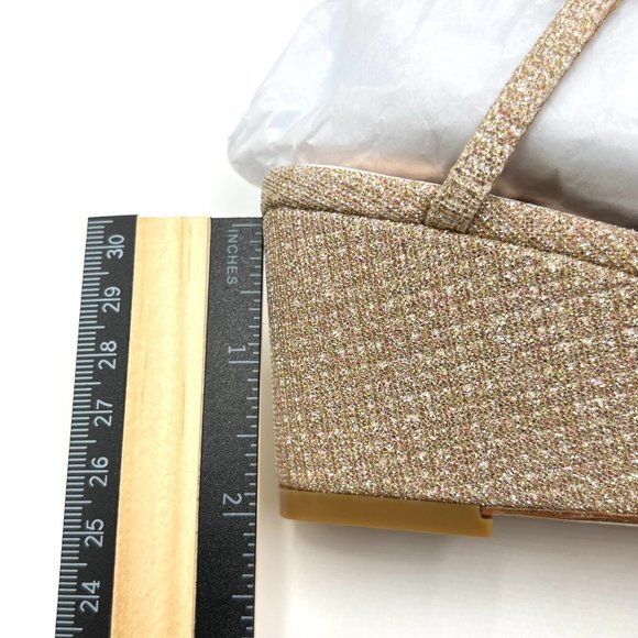 Badgley Mischka Size 6.5 Kaelyn Pale Gold‎ Jeweled Wedges Dress Sandals Shoes - Picture 11 of 12